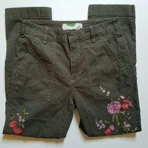 Anthrapologie Embroidered Utility Pants